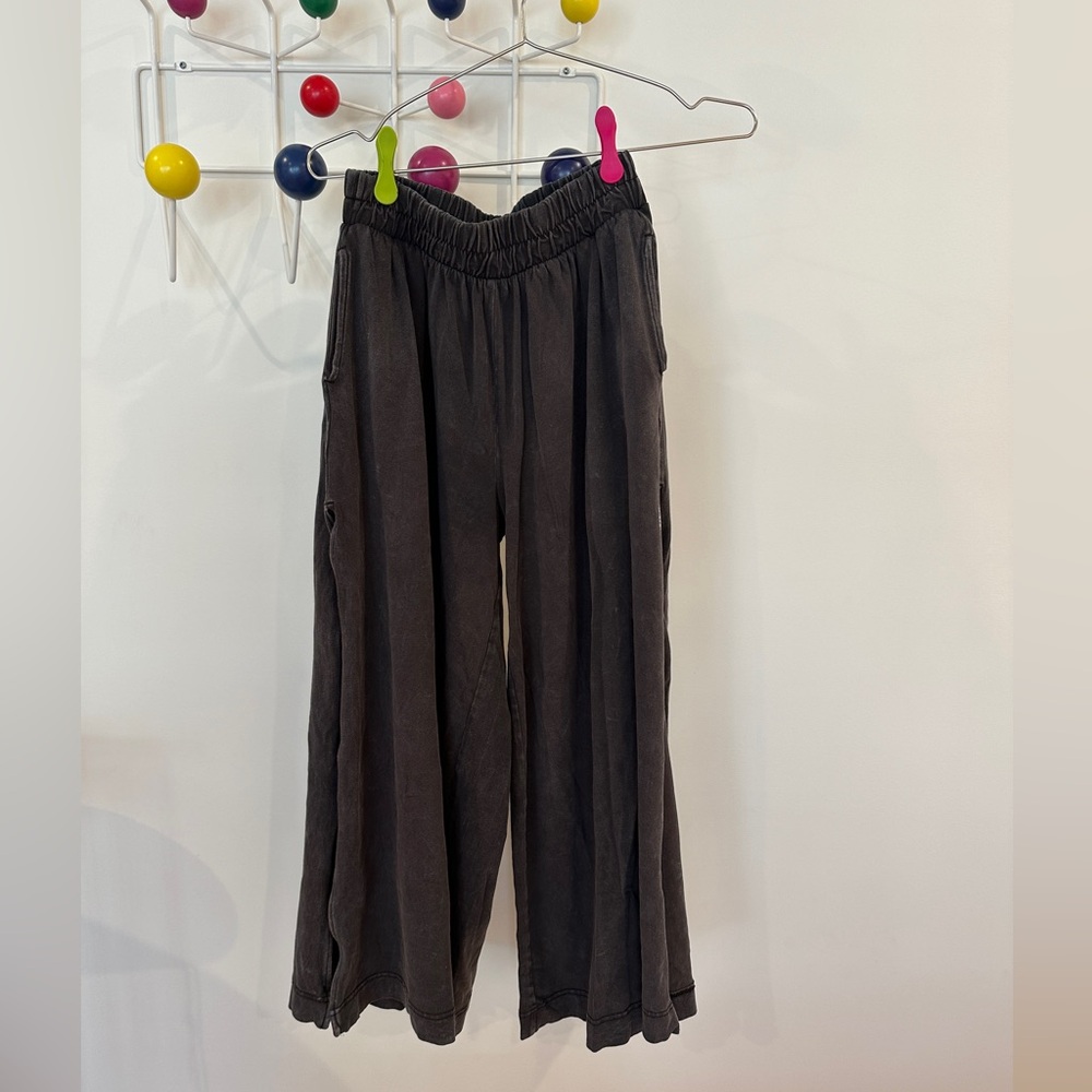 Free People Movement Split Leg Pants in Washed Black